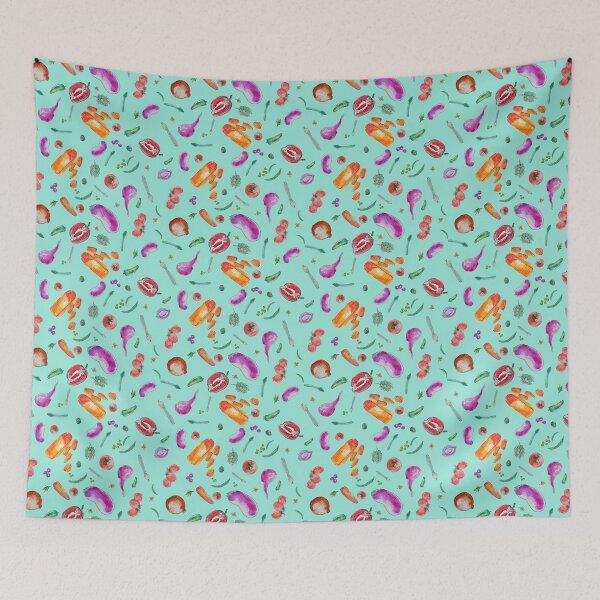 Item preview,  Watercolour and line print of kitchen garden vegetables.  designed and sold by RosalieReeves.