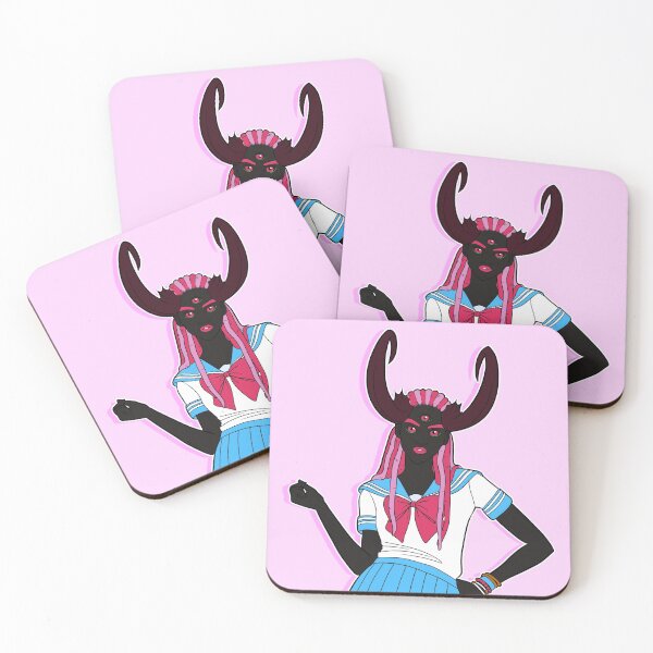 Item preview, Punk Demon Blue Pink Anime Cartoon Japanese Schoolgirl designed and sold by JessicaAmber.