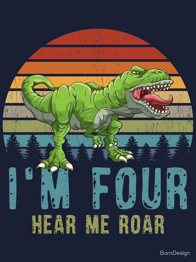 Garçon d'anniversaire de 4 ans quatre 4. Dino T-Rex' Autocollant