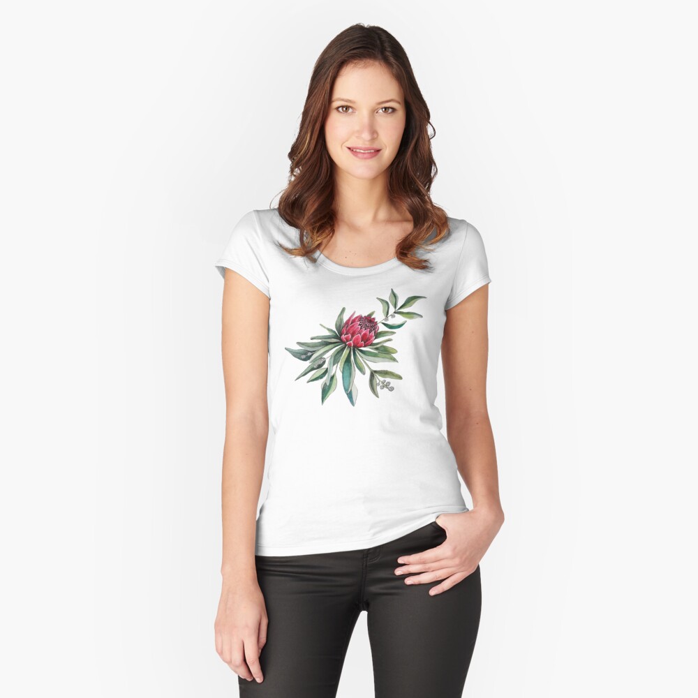 Protea watercolor Fitted Scoop T-Shirt