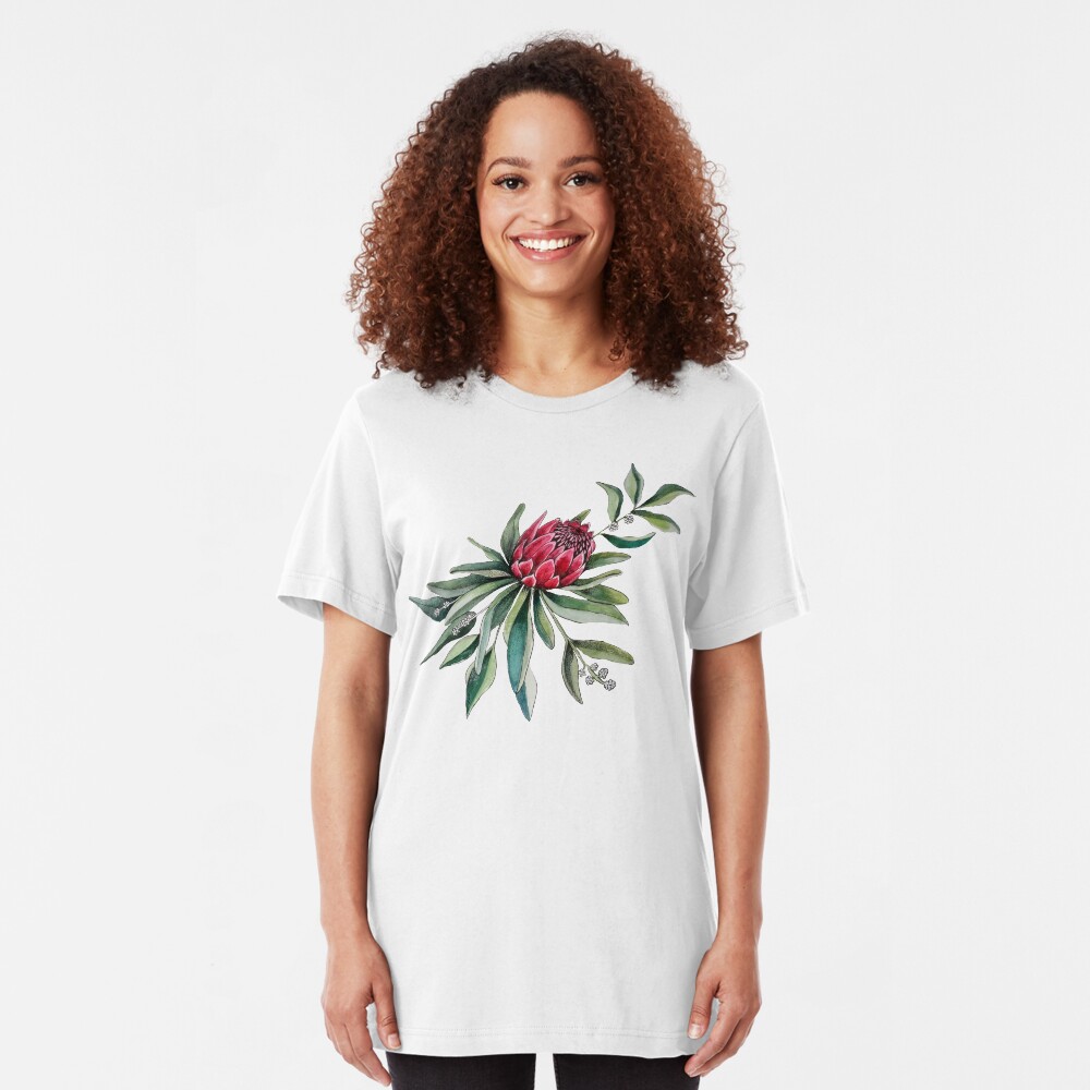 Protea watercolor Slim Fit T-Shirt