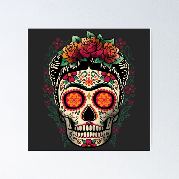 Vector illustration of a colored mexican skull for tattoo, teschio