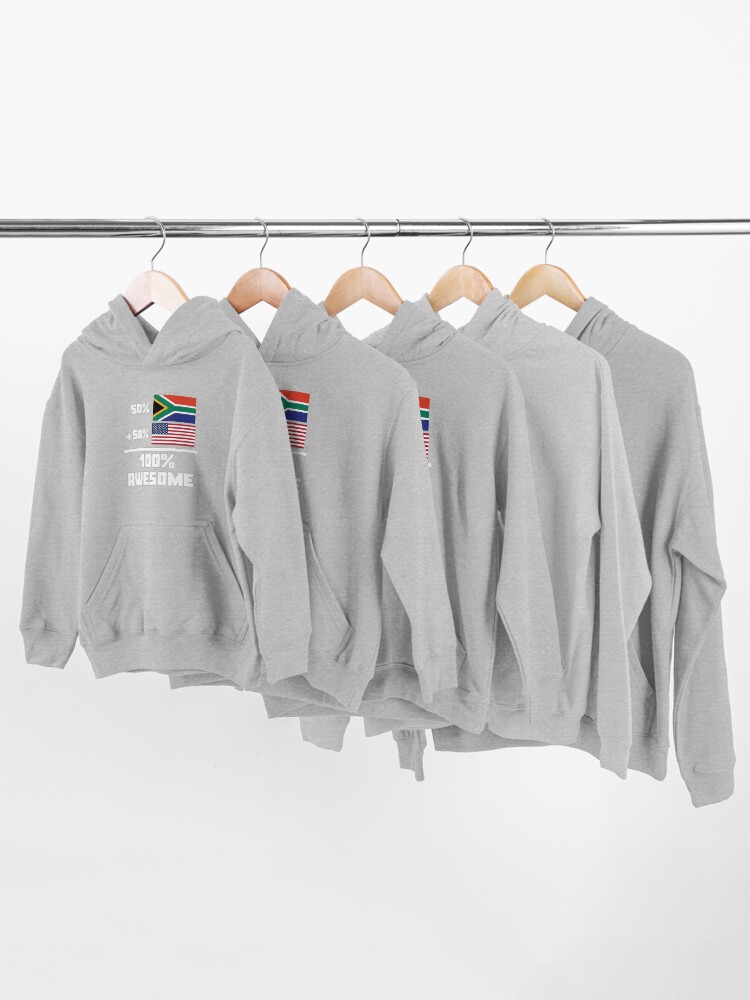 Alternate view of 50% South African 50% American 100% Awesome Funny Flag Kids Pullover Hoodie