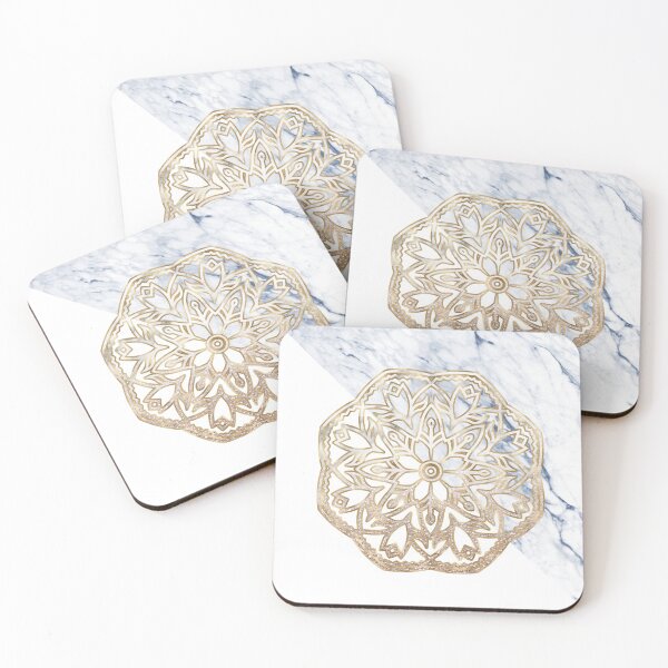 Item preview, Bleu gold marble mandala designed and sold by peggieprints.