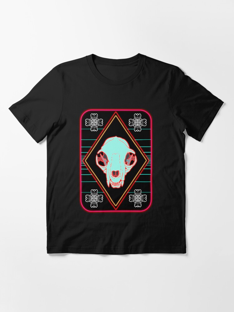 Aperçu 3 sur 7. T-shirt essentiel avec l'œuvre Synthwave Cat créée et vendue par Kite4.
