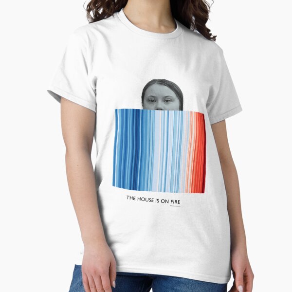 Item preview, ! Greta Climate Warming Stripes ! The House is on Fire: The Original on White designed and sold by Day Chapman.