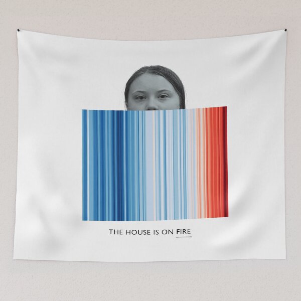 Item preview, ! Greta Climate Warming Stripes ! The House is on Fire: The Original on White designed and sold by Day Chapman.