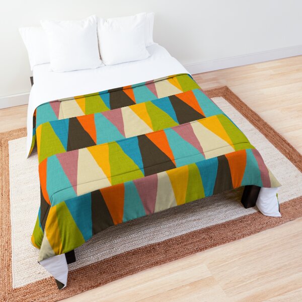 Retro Color Block Triangle Color Happy Comforter