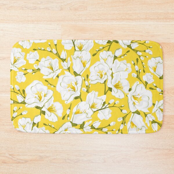 Item preview, White freesia on a yellow background.  designed and sold by lents.