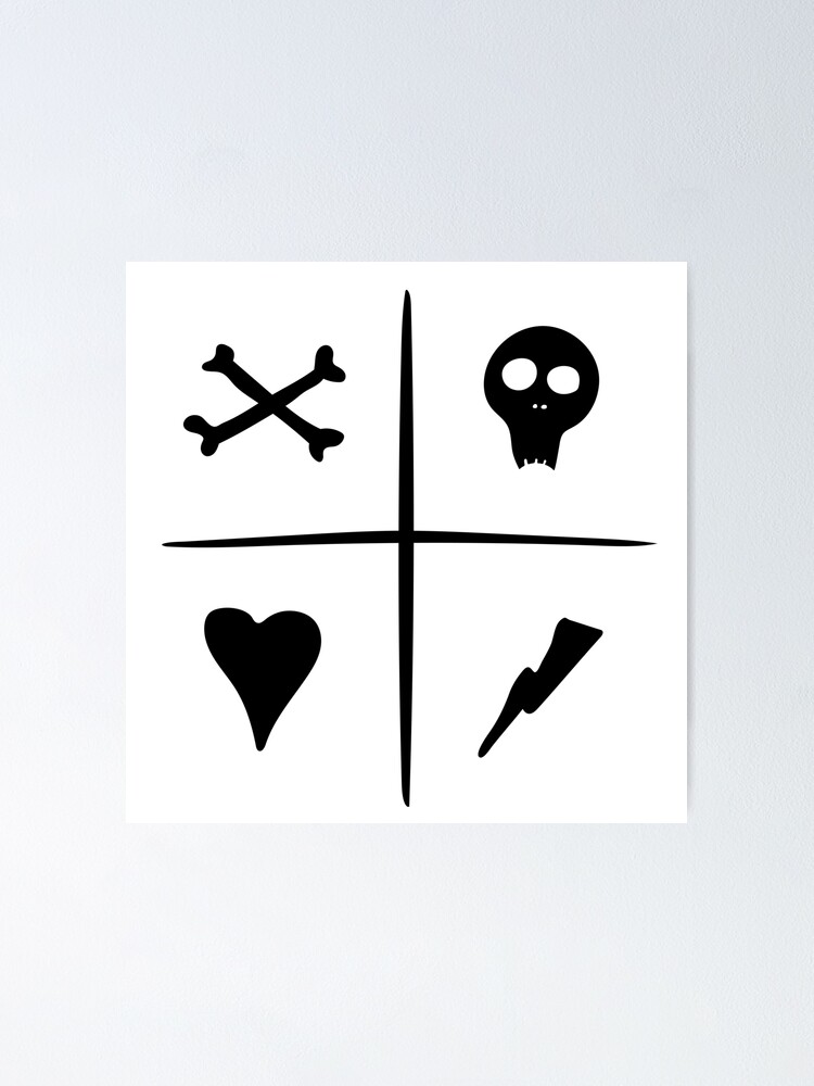 Bones, Skull, Heart and Lightning Bolt Cross