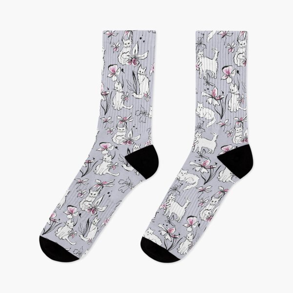 Item preview, Cute cats and flowers on a gray background. designed and sold by Sandra-Bereg.