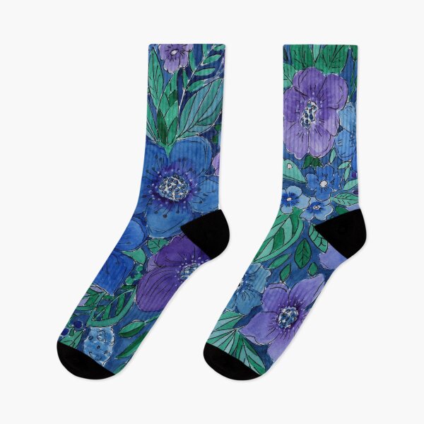 Item preview, Watercolor . Blue flowers . designed and sold by fuzzyfox.