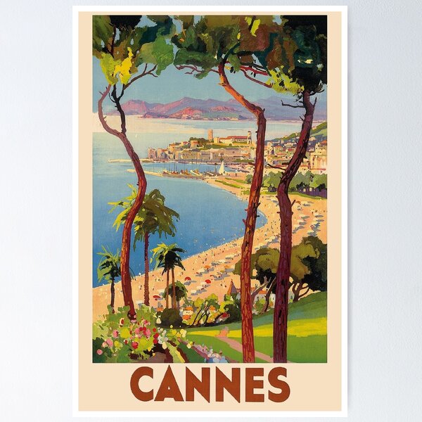 Item preview, Cannes France, Vintage Travel Poster designed and sold by vintagevivian.