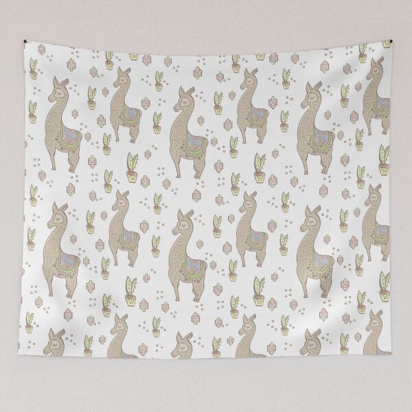 Item preview, Llama And Cactus Pattern - Soft Pastel Colour Palette designed and sold by Sketchbook Designs.
