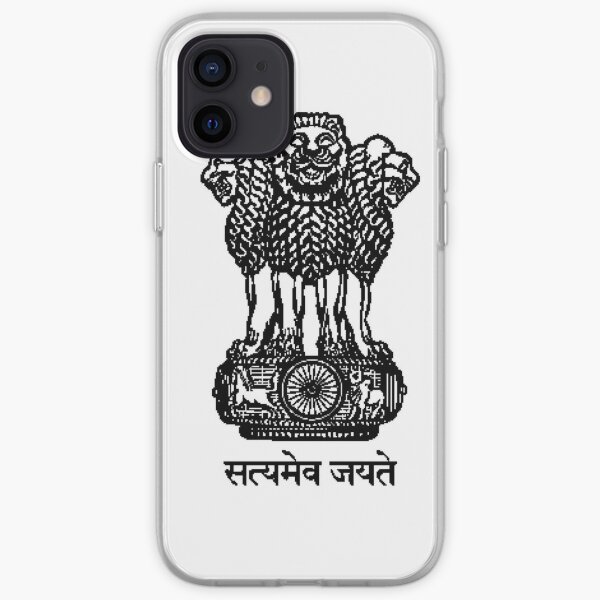 State Emblem of India #StateEmblemofIndia #StateEmblem #illustration #design #art #floral #crown #decoration #symbol #vintage #animal #pattern #frame #ornament #shield #lion #drawing #white #royal iPhone Soft Case