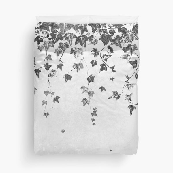 Hand Printed Black and White Trailing Ivy Duvet Cover