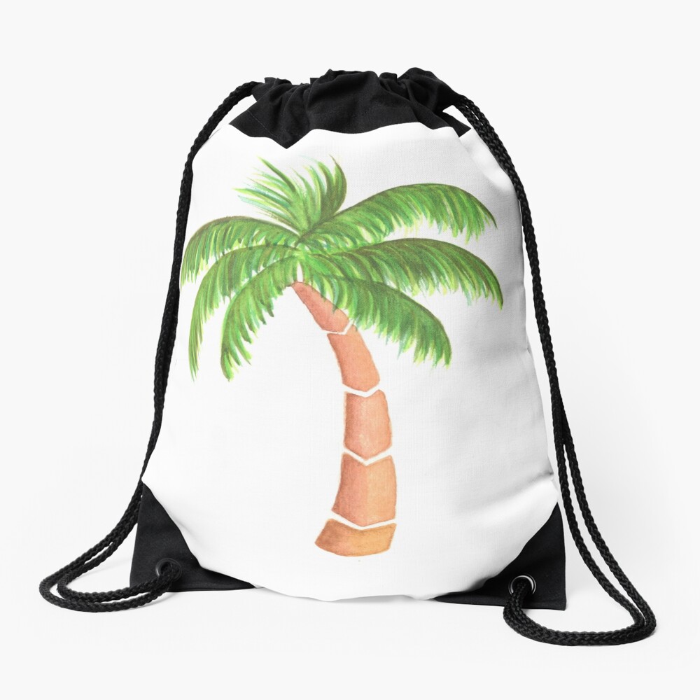 Tropical Palm Tree - Watercolor Drawstring Bag