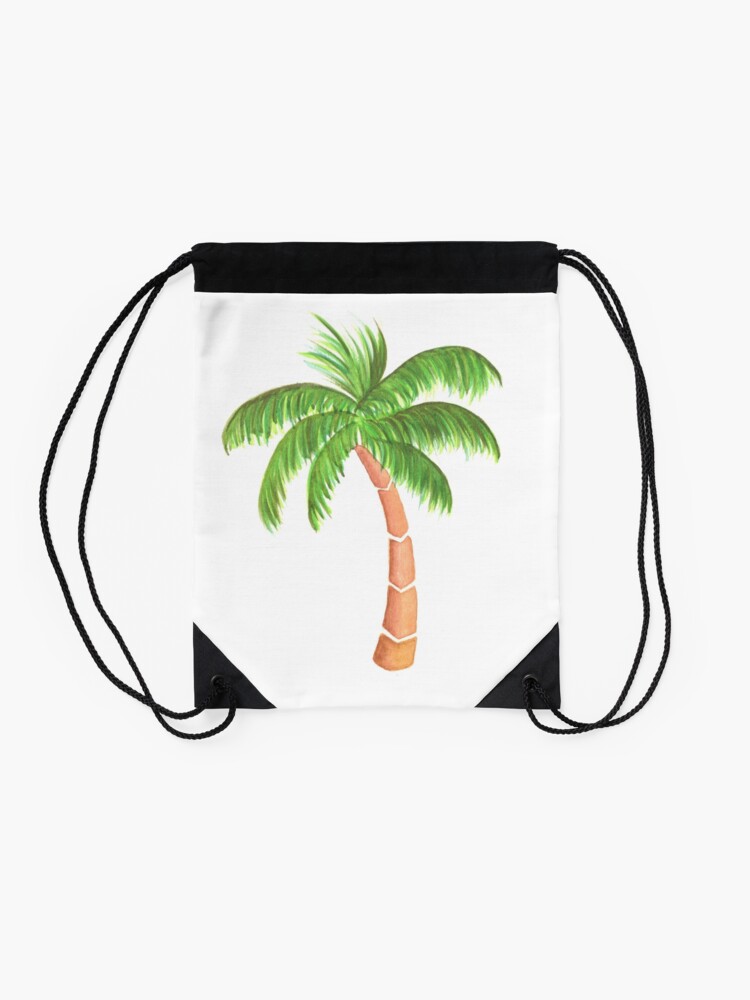 Alternate view of Tropical Palm Tree - Watercolor Drawstring Bag