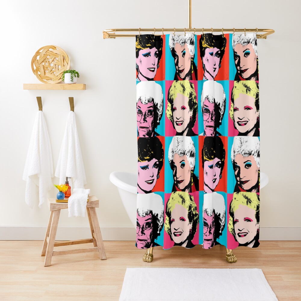 Golden Warhol Girls Shower Curtain