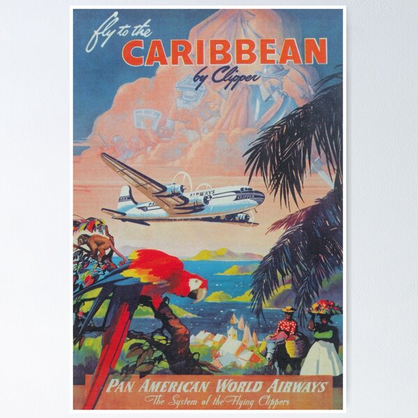 Item preview, Caribbean Retro Vintage Travel Poster designed and sold by vintagevivian.