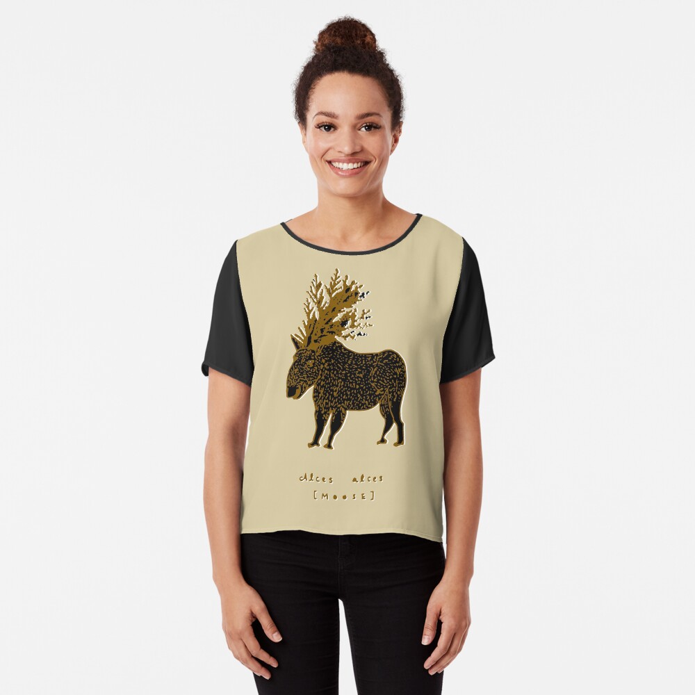 Golden Moose Alces Alces Chiffon Top