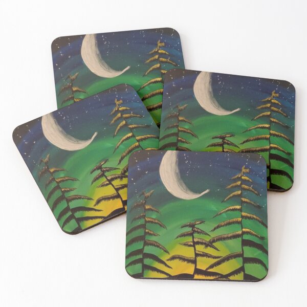Item preview, Blue Green Yellow Moon Trees - Original Painting by Heather Jolly designed and sold by AntiJolly.