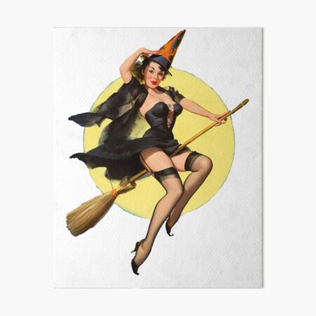 Witch Pinup Girl Halloween Vintage Pin up Art Board Print