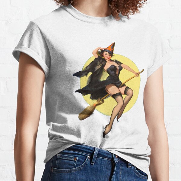 Witch Pinup Girl Halloween Vintage Pin up Classic T-Shirt