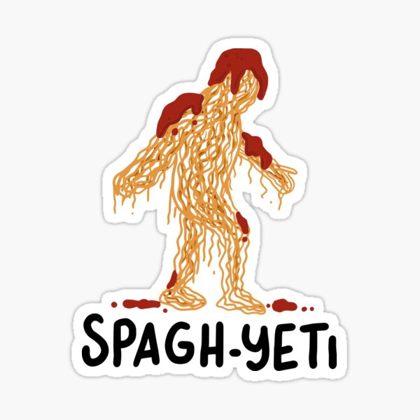 Bigfoot Loves Yeti Spaghetti Kiss - Bigfoot Loves Yeti - Sticker