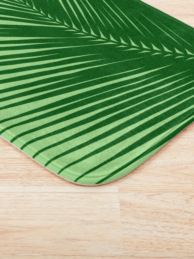 "Palm Leaf, Emerald and Lime Green" Bath Mat by Marymarice Redbubble