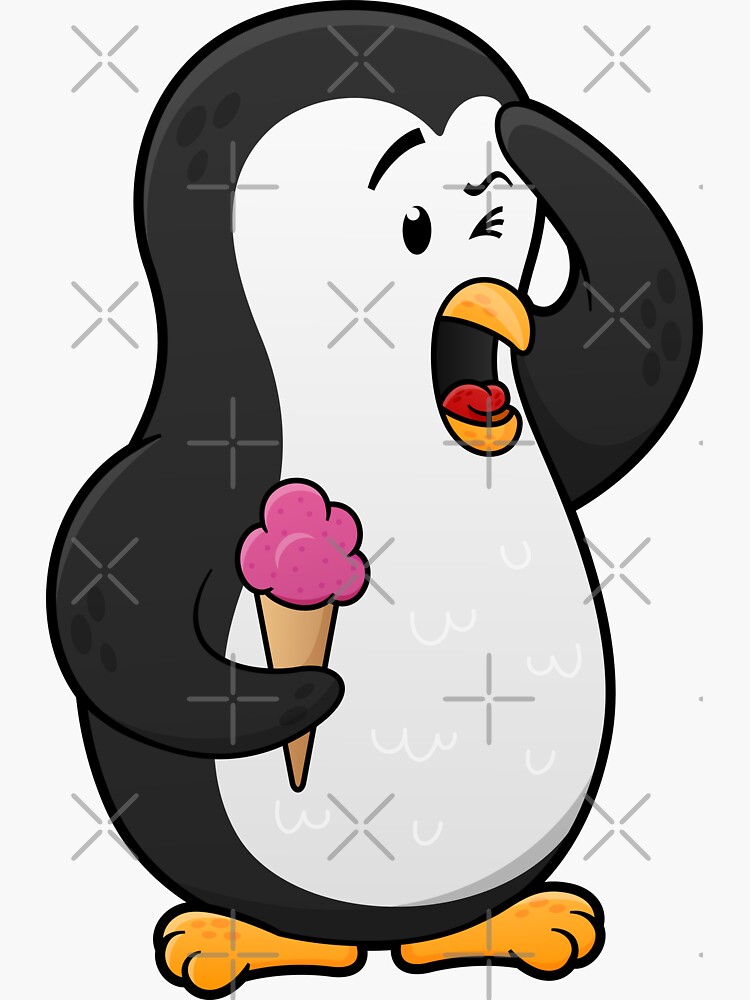 "Cute Penguin Cartoon Character Eating Ice Cream " Sticker by toonworld