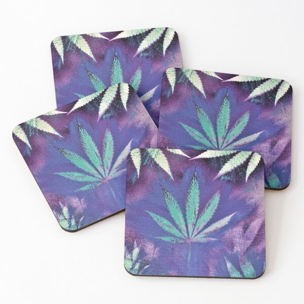 Item preview, Purples & Blue Fans ~  Acrylic & Spray Paint Fan Leaf Print designed and sold by Veronica White.