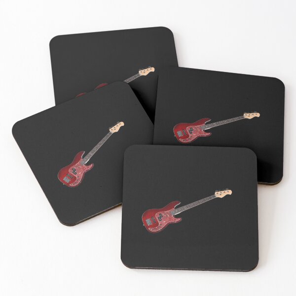Item preview, Bass guitar in cherry-colored wood on a black background designed and sold by brambillasimone.