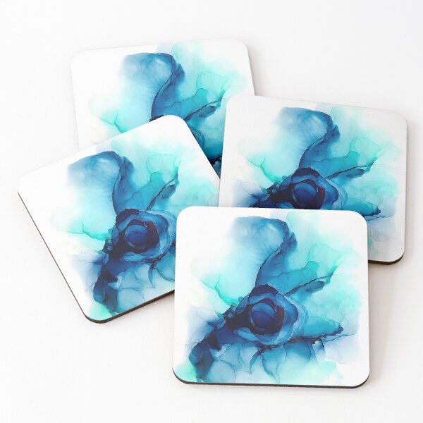 Item preview, Blue floral design, alcohol ink designed and sold by Sindy Fischer.