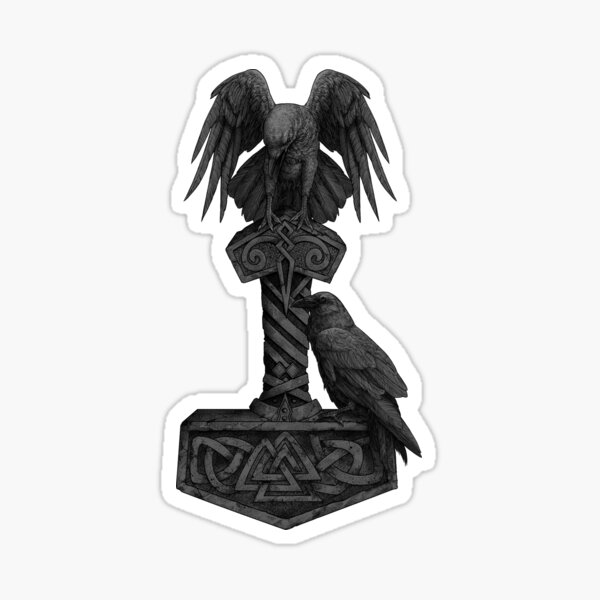 Item preview, Odin Raven Huginn Muninn Germanic Viking Symbols Midgard  designed and sold by Stoffgiraffe.