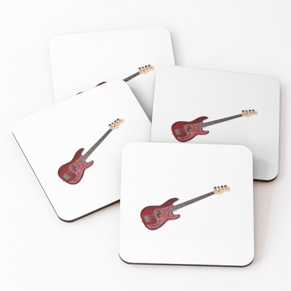 Item preview, Bass guitar in cherry-colored wood on a white background designed and sold by brambillasimone.