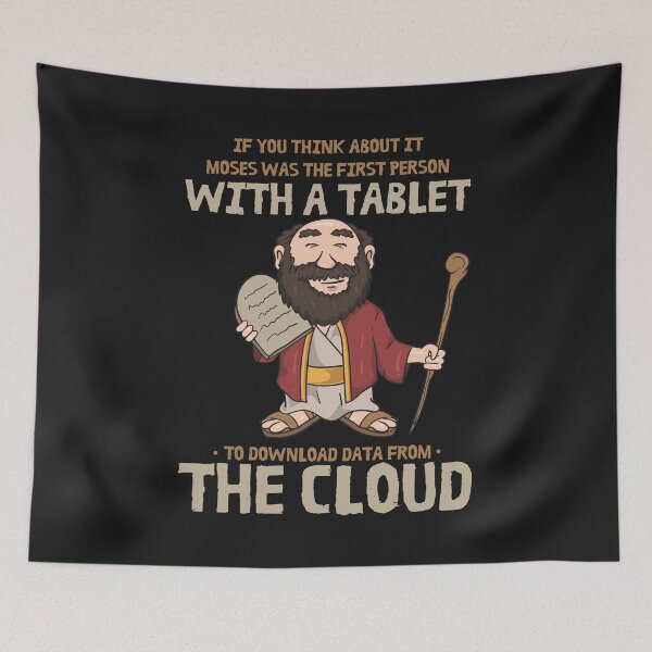 Item preview, Moses Was The First Person With A Tablet / Funny Religious Cloud Computing  designed and sold by SimonGs.