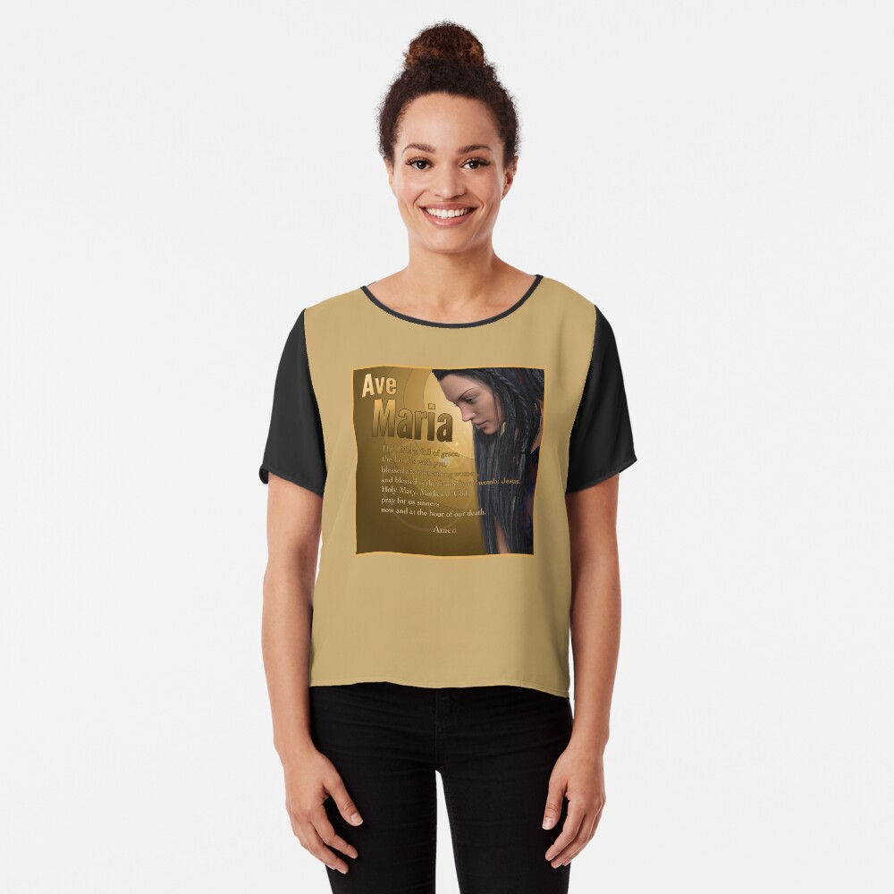 Hail Mary - Ave Maria - The prayer in English Chiffon Top