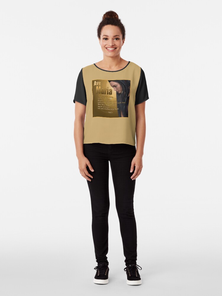 Alternate view of Hail Mary - Ave Maria - The prayer in English Chiffon Top