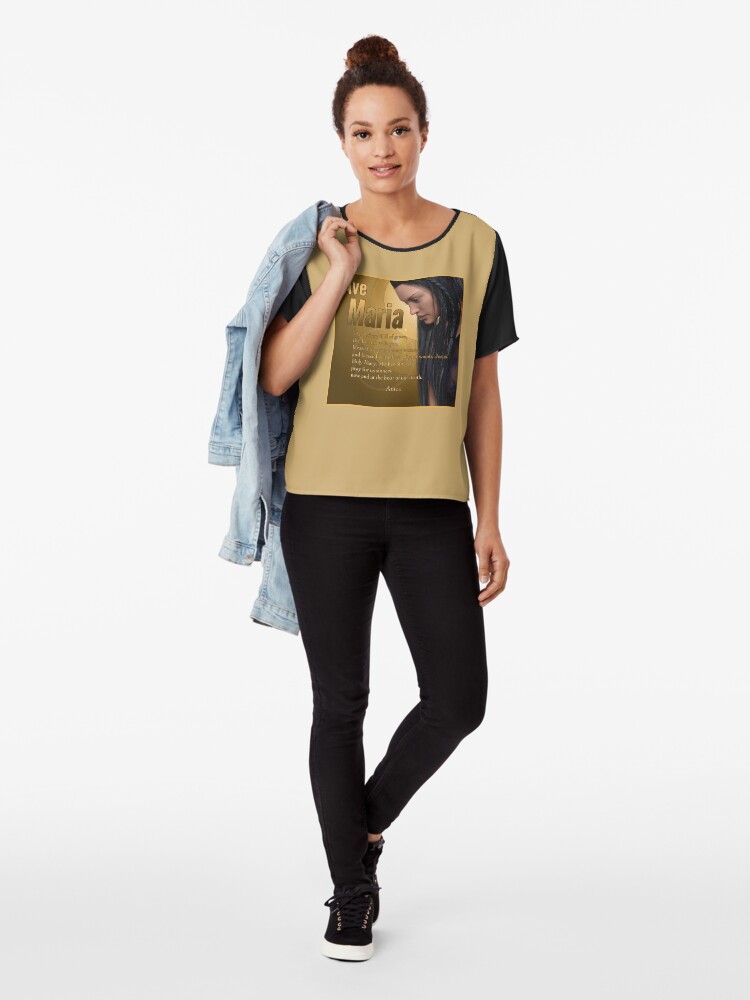 Alternate view of Hail Mary - Ave Maria - The prayer in English Chiffon Top