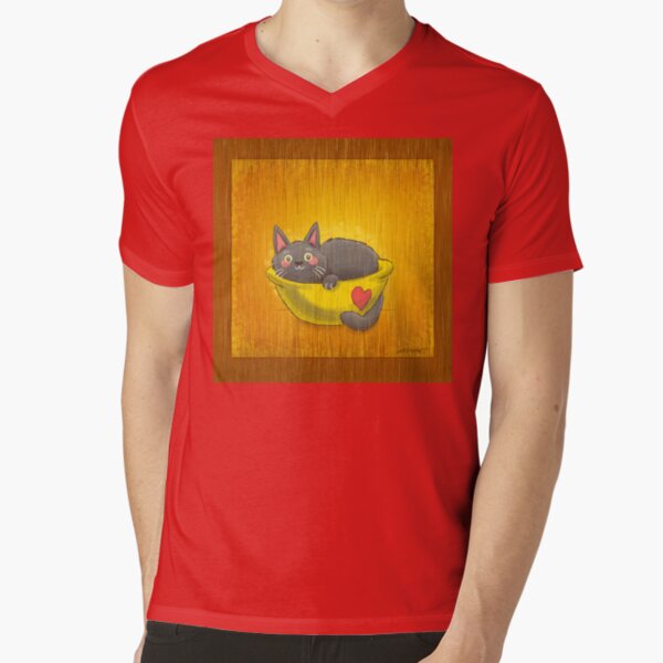 Cat in a Bowl V-Neck T-Shirt