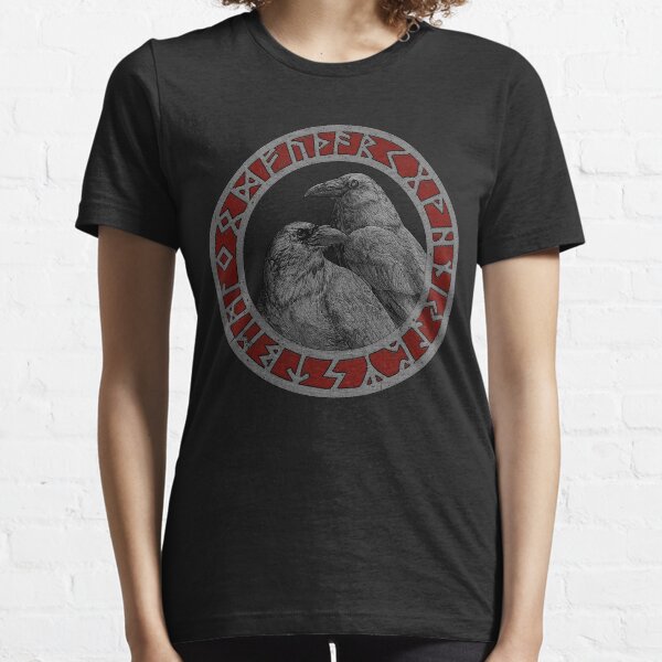Odin Raven Huginn Muninn Germanic Viking Symbols Midgard Runes Essential T-Shirt