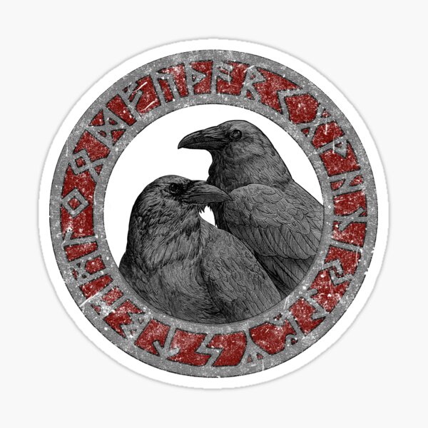 Item preview, Odin Raven Huginn Muninn Germanic Viking Symbols Midgard Runes designed and sold by Stoffgiraffe.