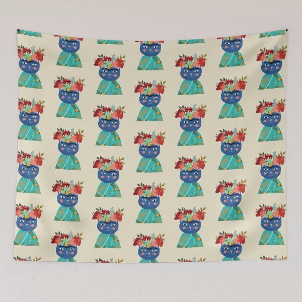 Item preview, Frida cat with flower crown by Mia Charro designed and sold by MiaCharro.