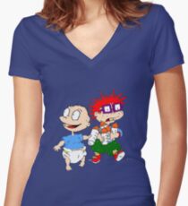 Rugrats Tommy und Chuckie Tailliertes T-Shirt mit V-Ausschnitt