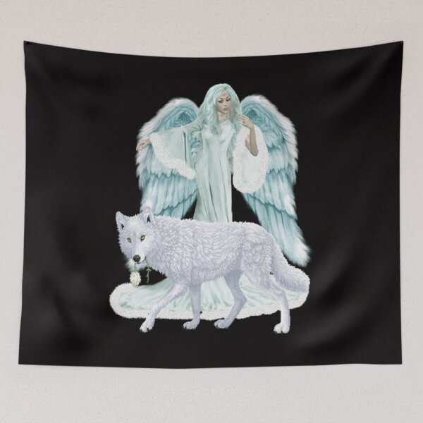 Item preview, Fantasy Art Winter Angel And Wolf designed and sold by Atteestude.