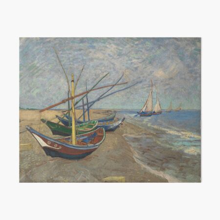 Fishing Boats on the Beach at Les Saintes-Maries-de-la-Mer by Vincent Van Gogh Art Board Print