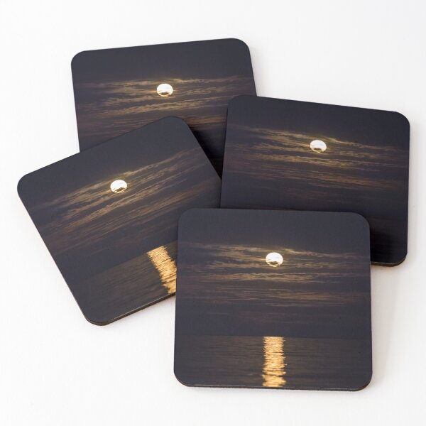 Hunter's Moon, Full Moon, October, Halloween Moon Coasters (Set of 4)