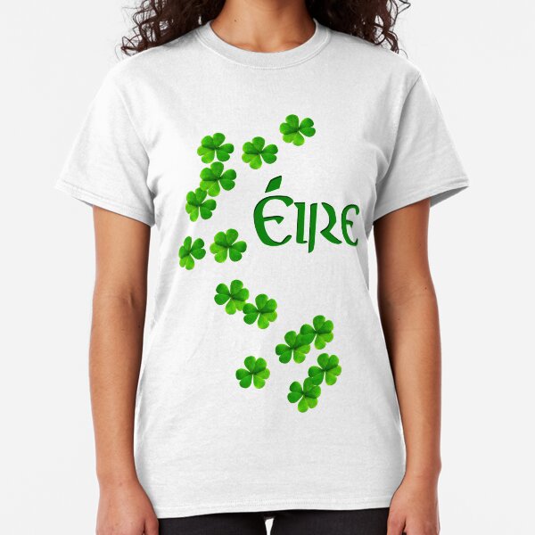 Falling Shamrock Pattern with Whitebackground Classic T-Shirt