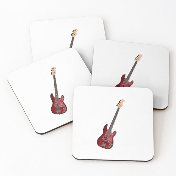Item preview, Bass guitar in cherry-colored wood on a white background (vertical) designed and sold by brambillasimone.